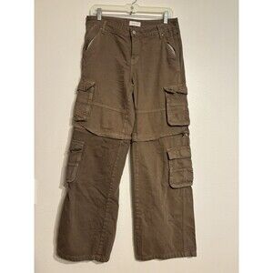 PacSun 32 x 30 Baggy Convertible Cargo Pants Shorts Zipper Brown Wide Leg